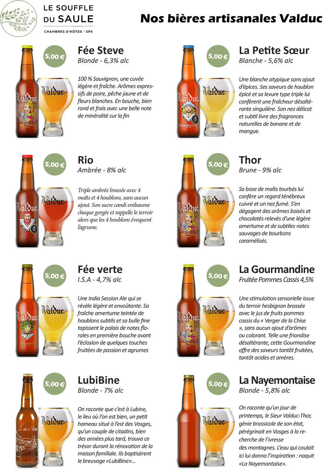 Carte des bières - Chambres hôtes Moselle Sud